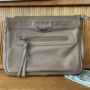 Zadig & Voltaire Taupe Leather Clutch Wristlet